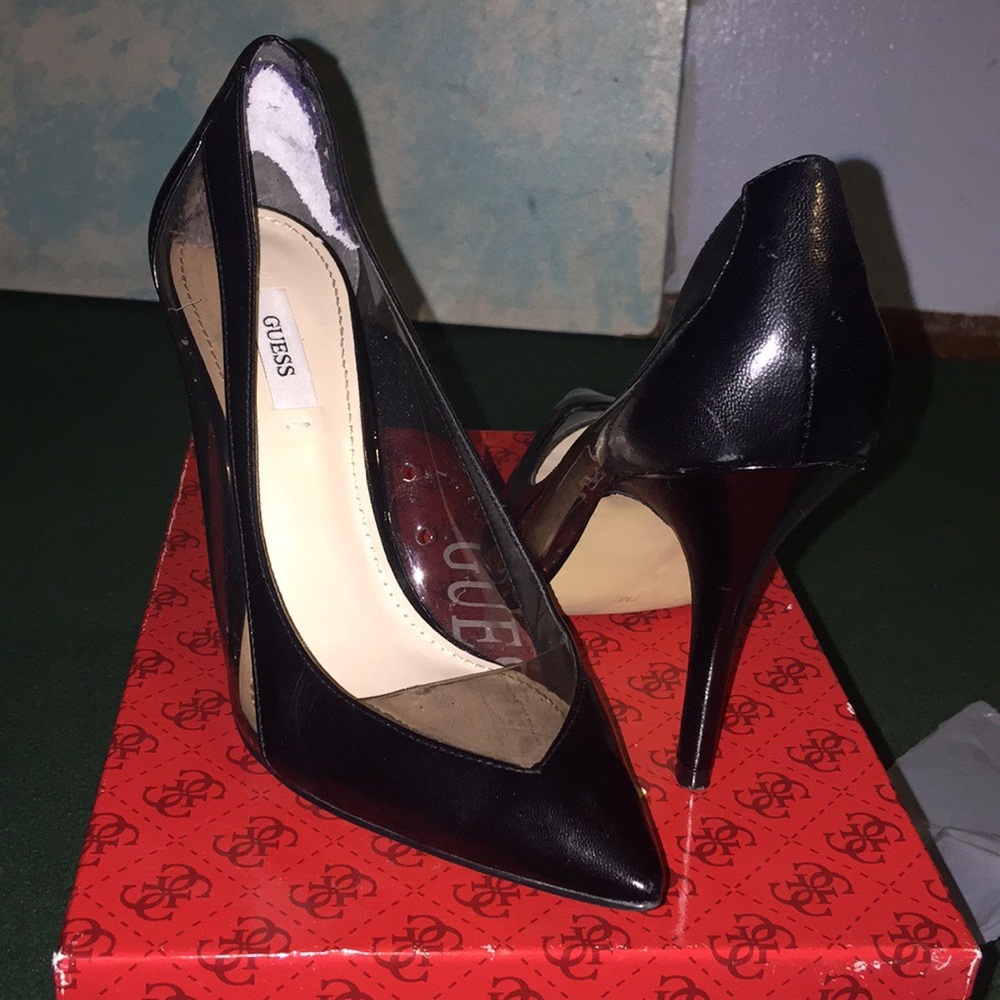 Black multi leather leather heels